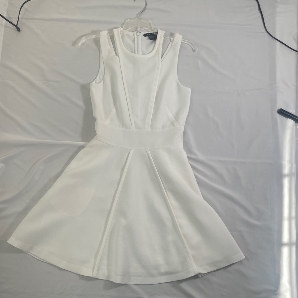 Armani Exchange White Sleeveless Fit-and-Flare Mini Dress